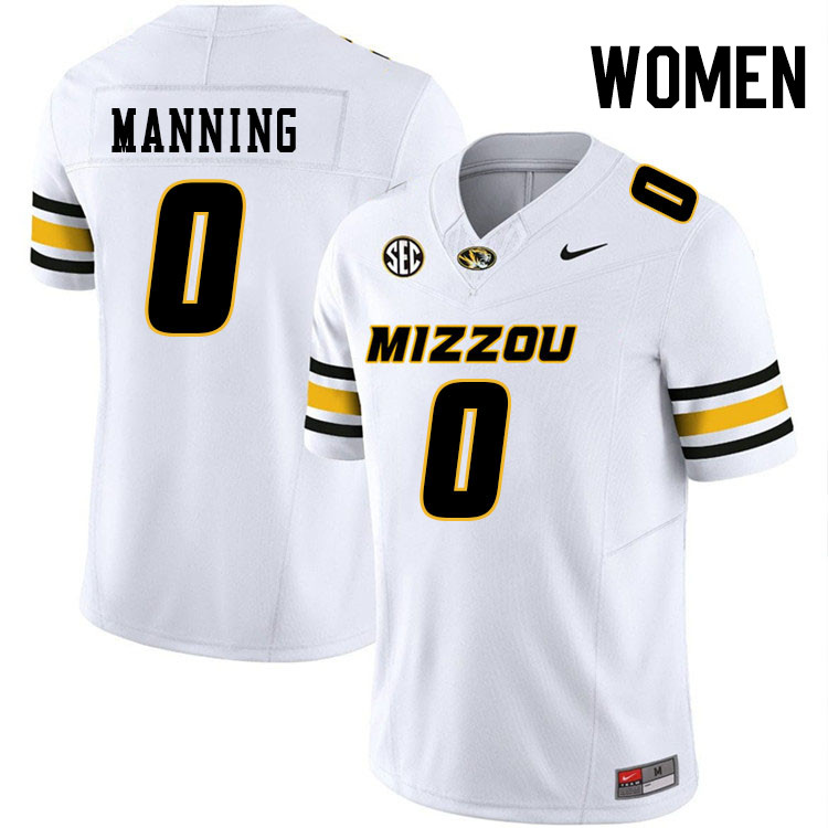 Women #0 Joshua Manning Missouri Tigers College Football Jerseys Stitched-White